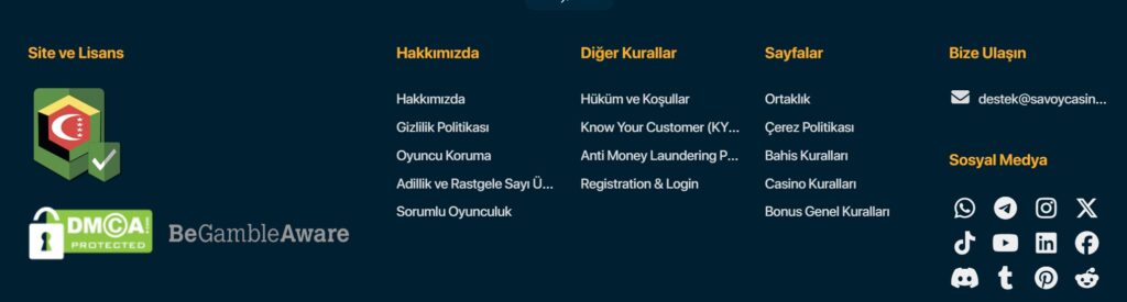 savoycasino iletişim seçenekleri